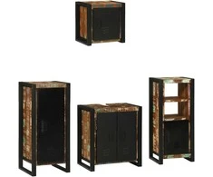 Vonios baldų rinkinys su stalčių 4 pcs Kietas atkurtas medis (Atnaujinta)