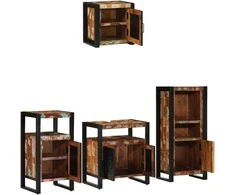 Vonios baldų rinkinys su stalčių 4 pcs Kietas atkurtas medis (Atnaujinta)