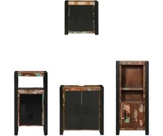 Vonios baldų rinkinys su stalčių 4 pcs Kietas atkurtas medis (Atnaujinta)