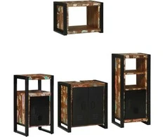 Vonios baldų rinkinys su stalčių 4 pcs Kietas atkurtas medis (Atnaujinta)