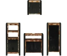 Vonios baldų rinkinys su stalčių 4 pcs Kietas atkurtas medis (Atnaujinta)