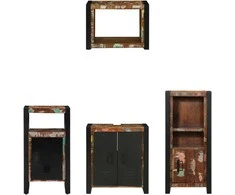 Vonios baldų rinkinys su stalčių 4 pcs Kietas atkurtas medis (Atnaujinta)