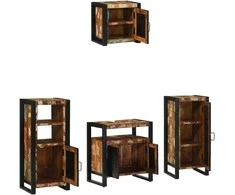 Vonios baldų rinkinys su stalčių 4 pcs Kietas atkurtas medis (Atnaujinta)
