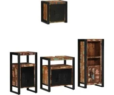 Vonios baldų rinkinys su stalčių 4 pcs Kietas atkurtas medis (Atnaujinta)