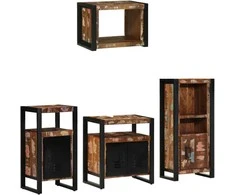 Vonios baldų rinkinys su stalčių 4 pcs Kietas atkurtas medis (Atnaujinta)