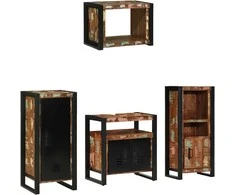 Vonios baldų rinkinys su stalčių 4 pcs Kietas atkurtas medis (Atnaujinta)