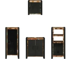 Vonios baldų rinkinys su stalčių 4 pcs Kietas atkurtas medis (Atnaujinta)