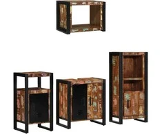 Vonios baldų rinkinys su stalčių 4 pcs Kietas atkurtas medis (Atnaujinta)