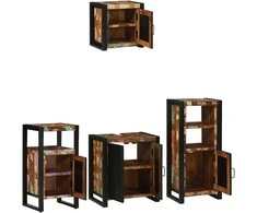 Vonios baldų rinkinys su stalčių 4 pcs Kietas atkurtas medis (Atnaujinta)
