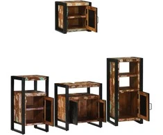 Vonios baldų rinkinys su stalčių 4 pcs Kietas atkurtas medis (Atnaujinta)