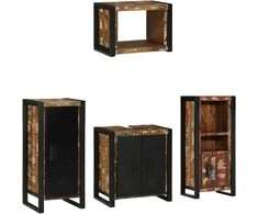 Vonios baldų rinkinys su stalčių 4 pcs Kietas atkurtas medis (Atnaujinta)