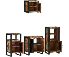 Vonios baldų rinkinys su stalčių 4 pcs Kietas atkurtas medis (Atnaujinta)