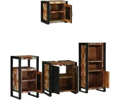 Vonios baldų rinkinys su stalčių 4 pcs Kietas atkurtas medis (Atnaujinta)