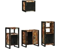 Vonios baldų rinkinys su stalčių 4 pcs Kietas atkurtas medis (Atnaujinta)