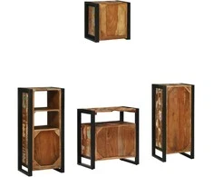 Vonios baldų rinkinys su stalčių 4 pcs Kietas atkurtas medis (Atnaujinta)