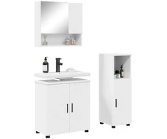 Vonios baldų rinkinys 3 pcs Balta Apdirbta mediena &amp; metalas