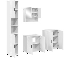 Vonios baldų rinkinys 4 pcs Balta Apdirbta mediena &amp; metalas