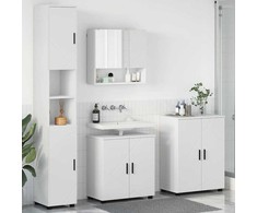 Vonios baldų rinkinys 4 pcs Balta Apdirbta mediena &amp; metalas