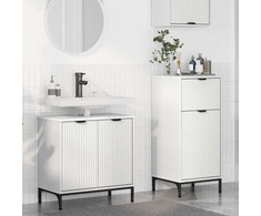 Vonios baldų rinkinys 2 pcs Balta Inžinerinė mediena ir metalas