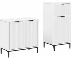 Vonios baldų rinkinys 2 pcs Balta Inžinerinė mediena ir metalas