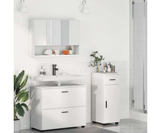 Vonios baldų rinkinys 3 pcs Balta Inžinerinė mediena ir metalas
