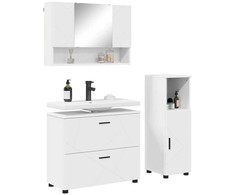 Vonios baldų rinkinys 3 pcs Balta Inžinerinė mediena ir metalas