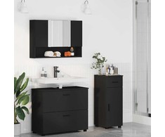 Vonios baldų rinkinys 3 pcs Juoda Inžinerinė mediena ir metalas