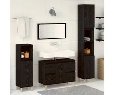 Vonios baldų rinkinys su saugykla 3 pcs Juodas ąžuolas