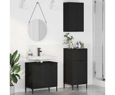 Vonios baldų rinkinys 3 pcs Juoda Inžinerinė mediena ir metalas