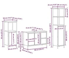 Vonios baldų rinkinys su stalčių 3 pcs Sonoma ąžuolo ir juoda