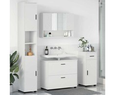 Vonios baldų rinkinys 4 pcs Balta Inžinerinė mediena ir metalas