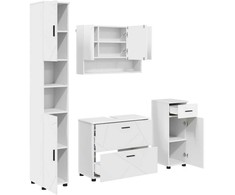 Vonios baldų rinkinys 4 pcs Balta Inžinerinė mediena ir metalas
