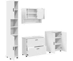 Vonios baldų rinkinys 4 pcs Balta Inžinerinė mediena ir metalas