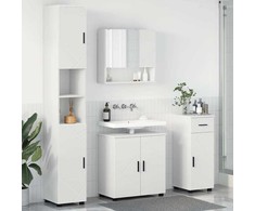 Vonios baldų rinkinys 4 pcs Balta Apdirbta mediena &amp; metalas