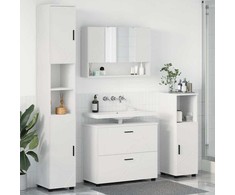 Vonios baldų rinkinys 4 pcs Balta Inžinerinė mediena ir metalas