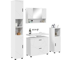 Vonios baldų rinkinys 4 pcs Balta Inžinerinė mediena ir metalas