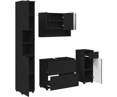 Vonios baldų rinkinys 4 pcs Juoda Inžinerinė mediena ir metalas