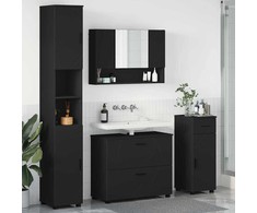 Vonios baldų rinkinys 4 pcs Juoda Inžinerinė mediena ir metalas