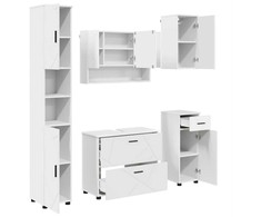 Vonios baldų rinkinys 5 pcs Balta Inžinerinė mediena ir metalas