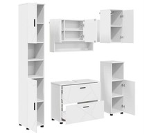 Vonios baldų rinkinys 5 pcs Balta Inžinerinė mediena ir metalas