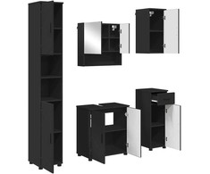 Vonios baldų rinkinys 5 pcs Juoda Apdirbta mediena &amp; metalas