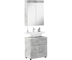 Vonios baldų rinkinys TULUM 2 pcs Betono pilka 60 x 34 x 63 cm