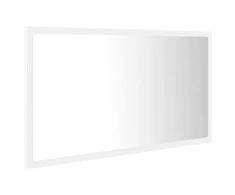 Vonios kambario LED veidrodis, baltas, 80x8,5x37cm, akrilas