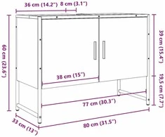 Vonios kambario spintelė, medienos, 80x33x60cm, mediena