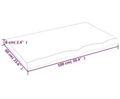 Vonios kambario stalviršis, 100x60x(2-6) cm, medienos masyvas