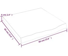 Vonios kambario stalviršis, 60x60x(2–6) cm, medienos masyvas