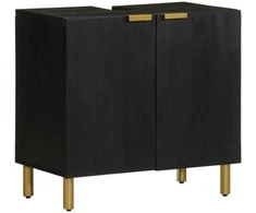 Vonios Kriauklė Spintelė Juoda 62x33x58 cm Engineered Wood