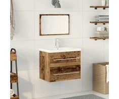 Vonios kriauklės spinta su stalčių 2 pcs Senovinis medis