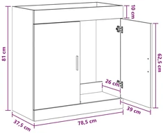 Vonios spintelė po kriaukle Balta 78,5 x 37,5 x 81 cm