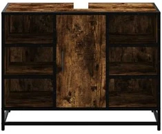 Vonios spintelė praustuvui, dūminio ąžuolo, 80x33x60cm, mediena